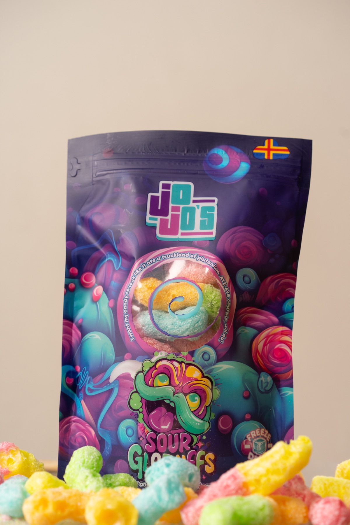 Sour Globulees — colourful freeze-dried candy
